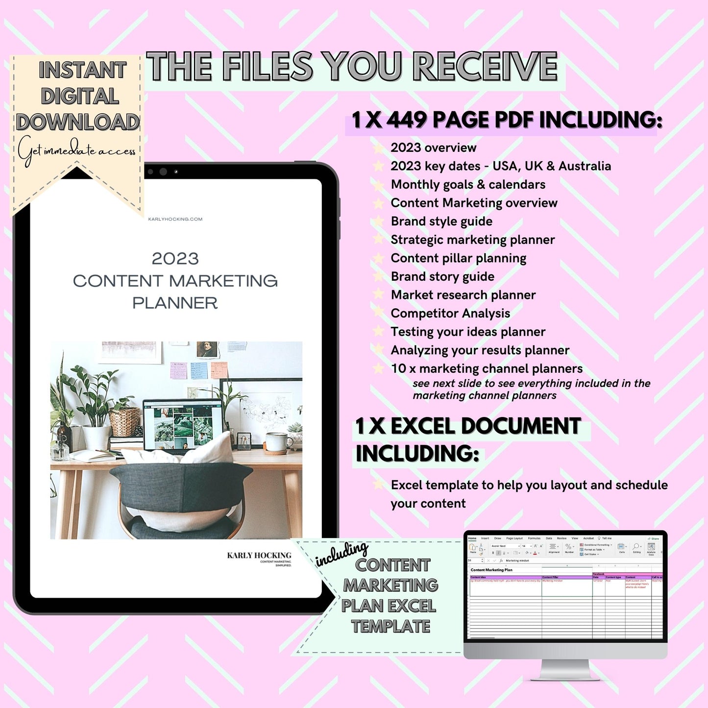 2023 Content Marketing Planner - A4 Size - Instant download