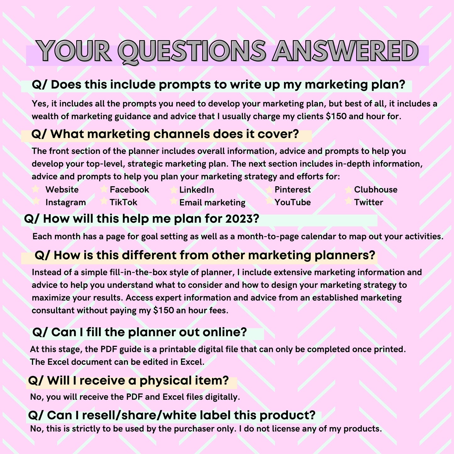 2023 Content Marketing Planner - A4 Size - Instant download