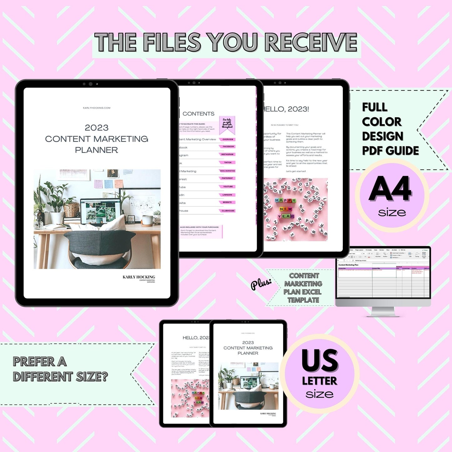 2023 Content Marketing Planner - A4 Size - Instant download