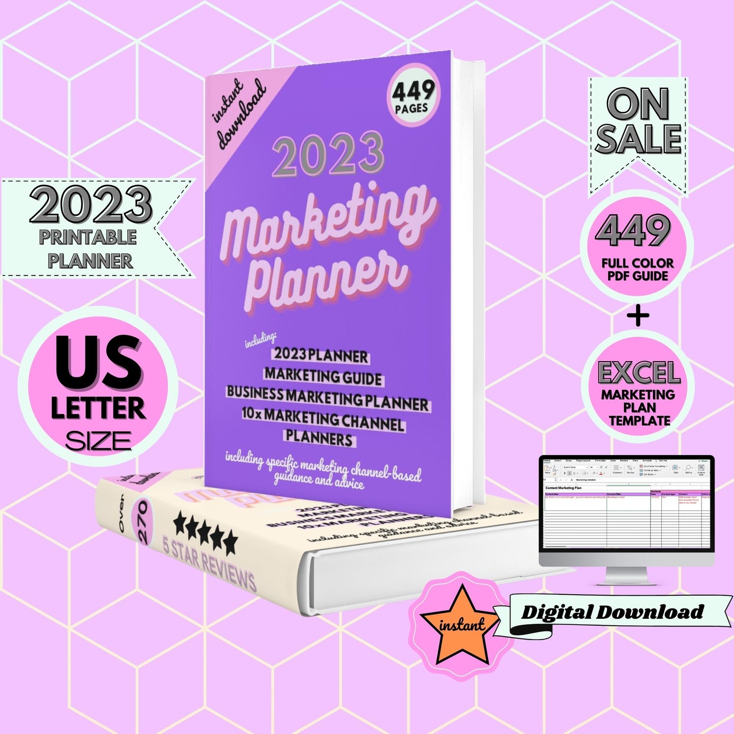 2023 Content Marketing Planner - US Letter size - Instant download