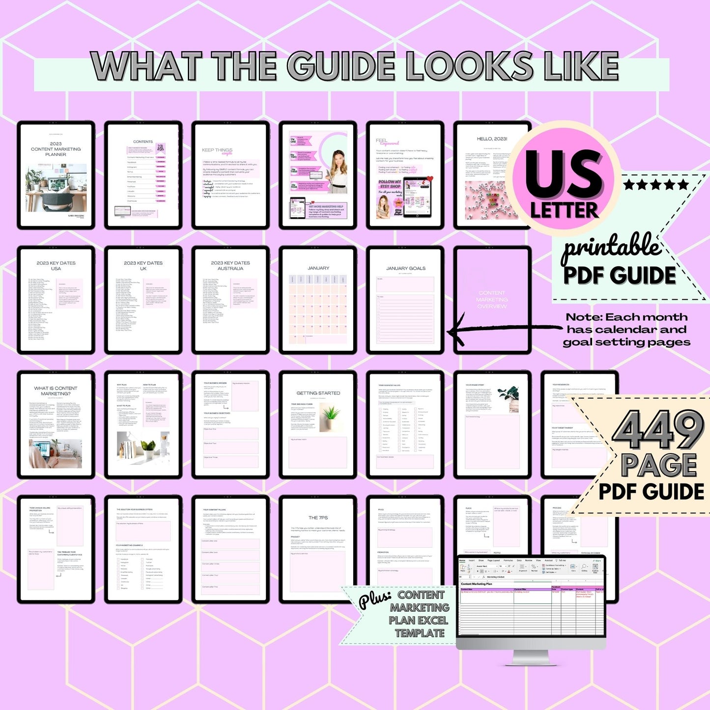 2023 Content Marketing Planner - US Letter size - Instant download