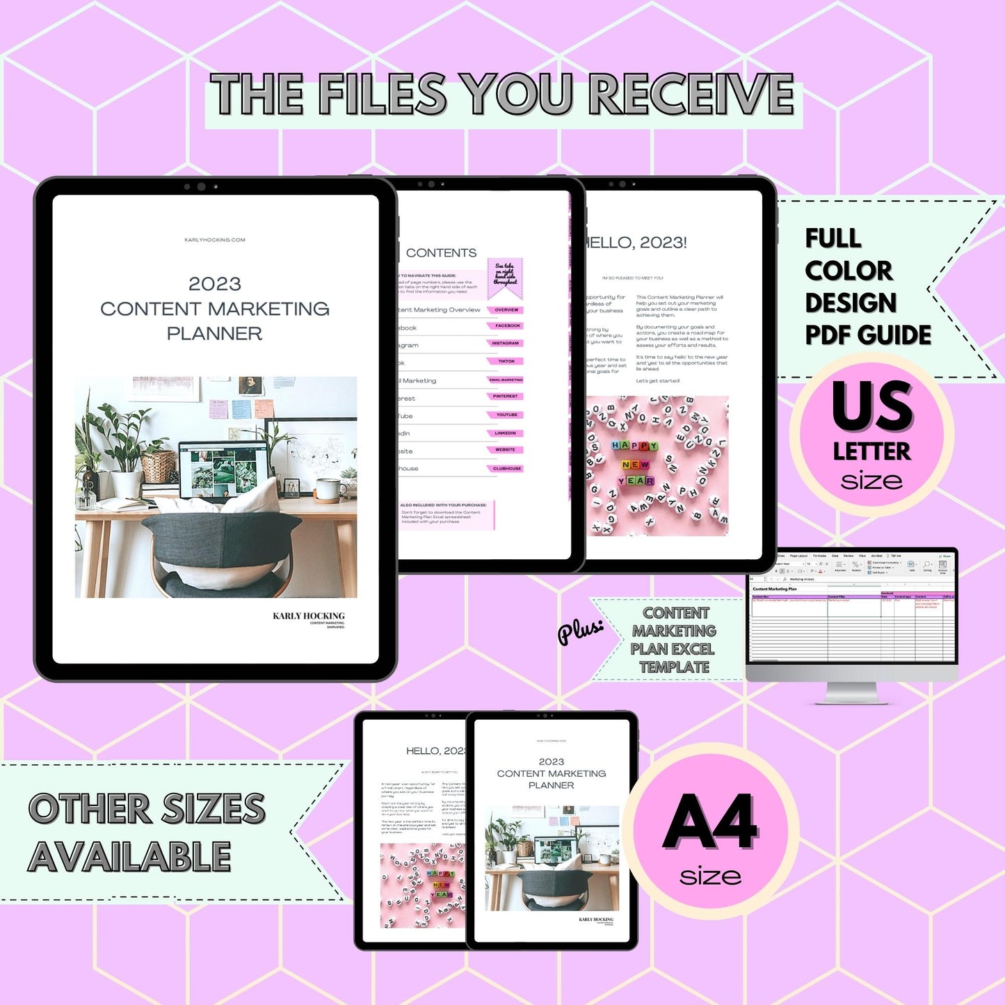 2023 Content Marketing Planner - US Letter size - Instant download