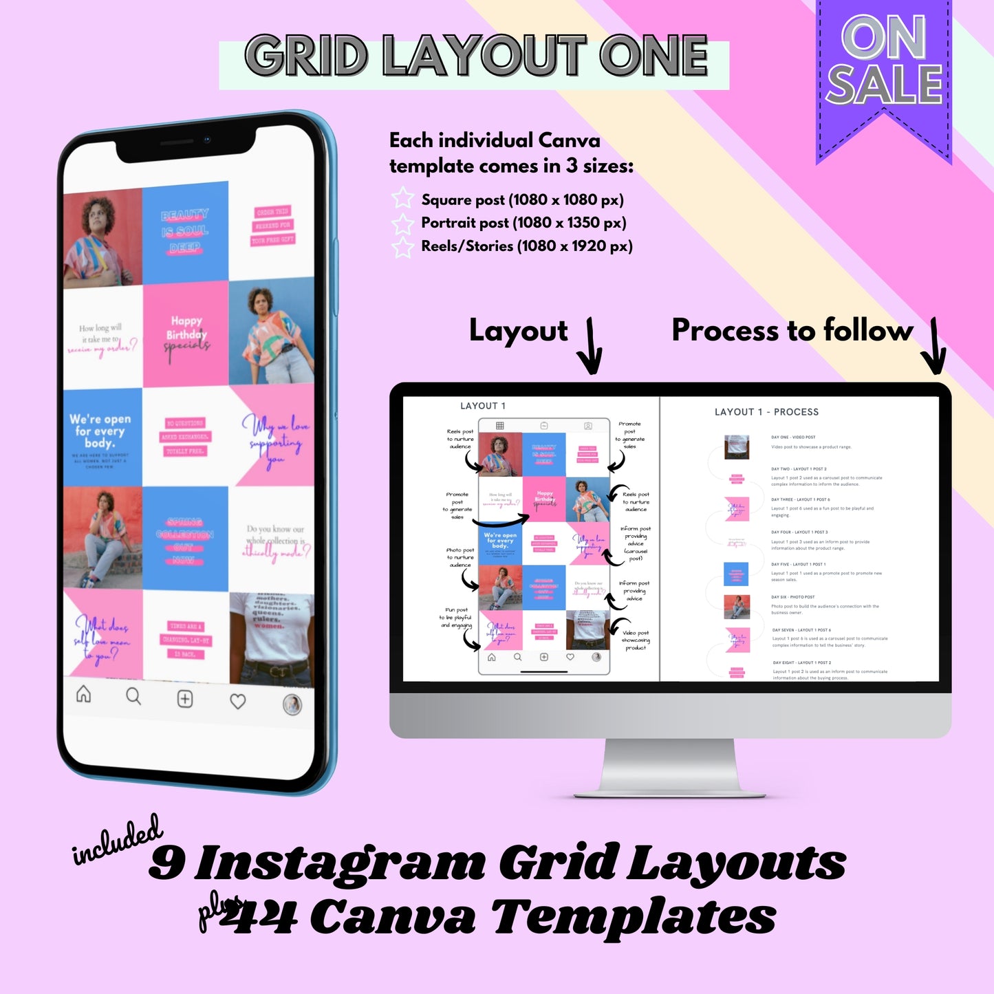 Instagram Grid Layout Guide - Instant download