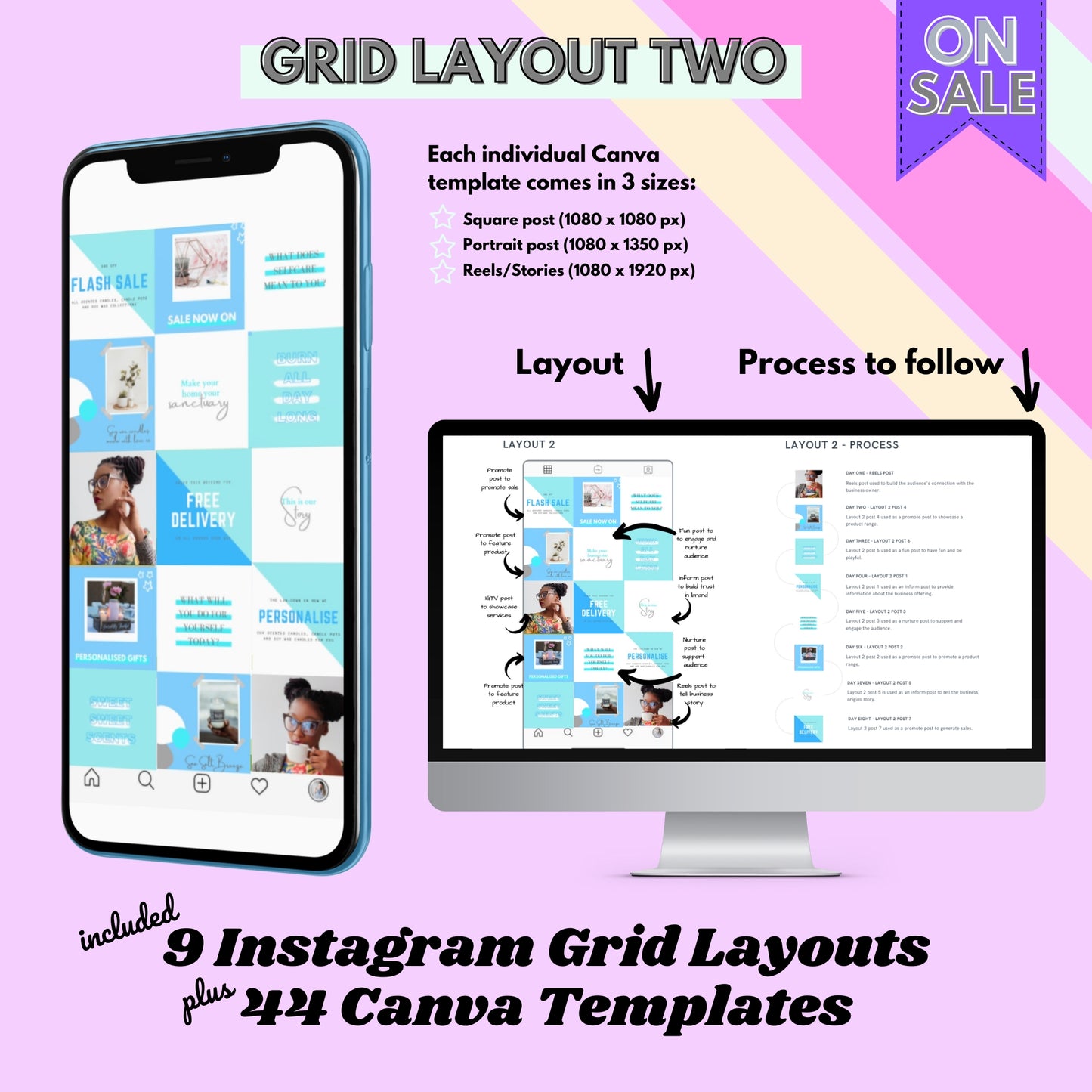 Instagram Grid Layout Guide - Instant download