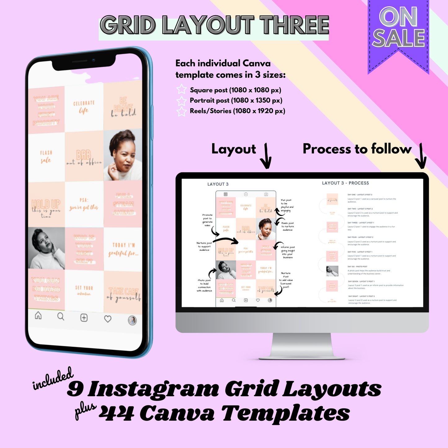 Instagram Grid Layout Guide - Instant download