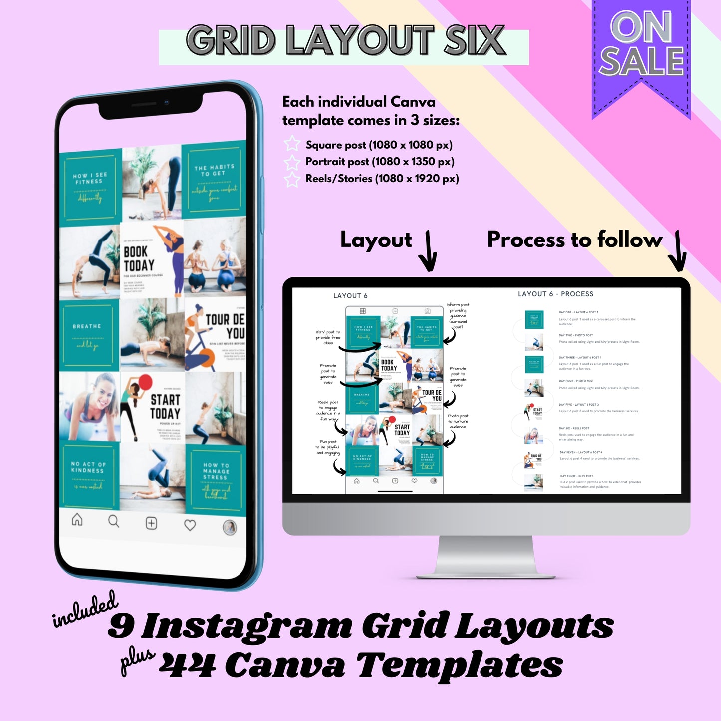 Instagram Grid Layout Guide - Instant download