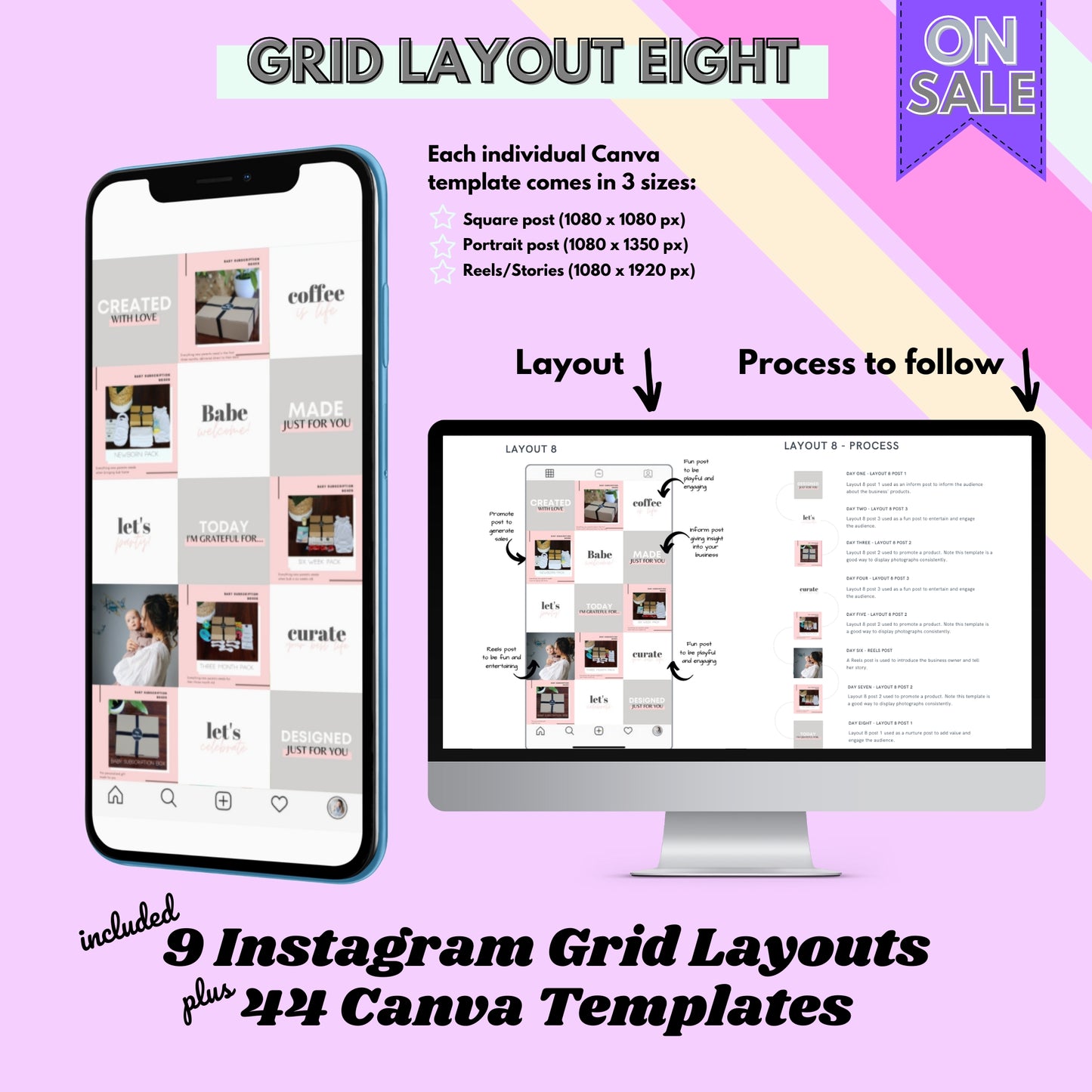 Instagram Grid Layout Guide - Instant download