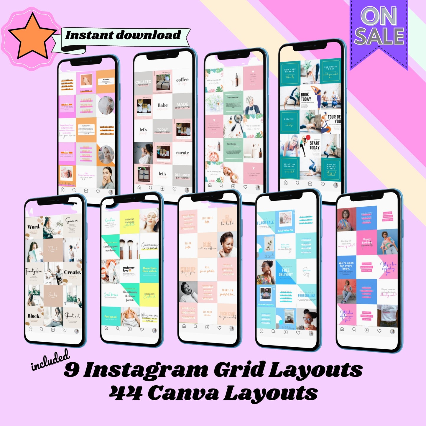 Instagram Grid Layout Guide - Instant download