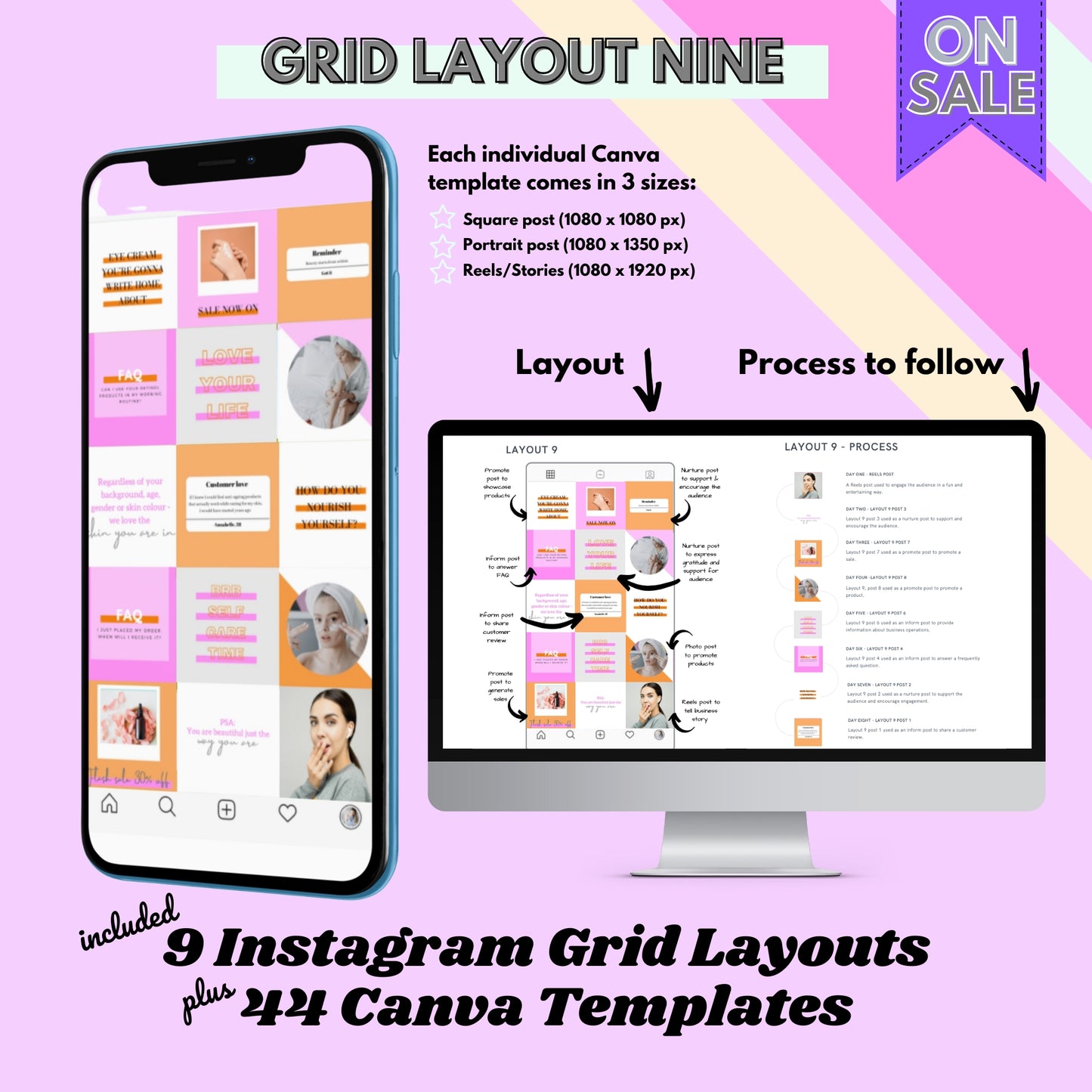 Instagram Grid Layout Guide - Instant download