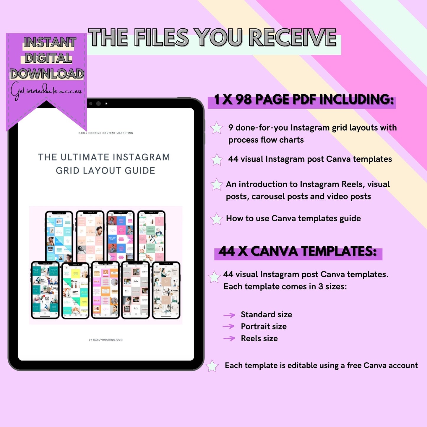 Instagram Grid Layout Guide - Instant download