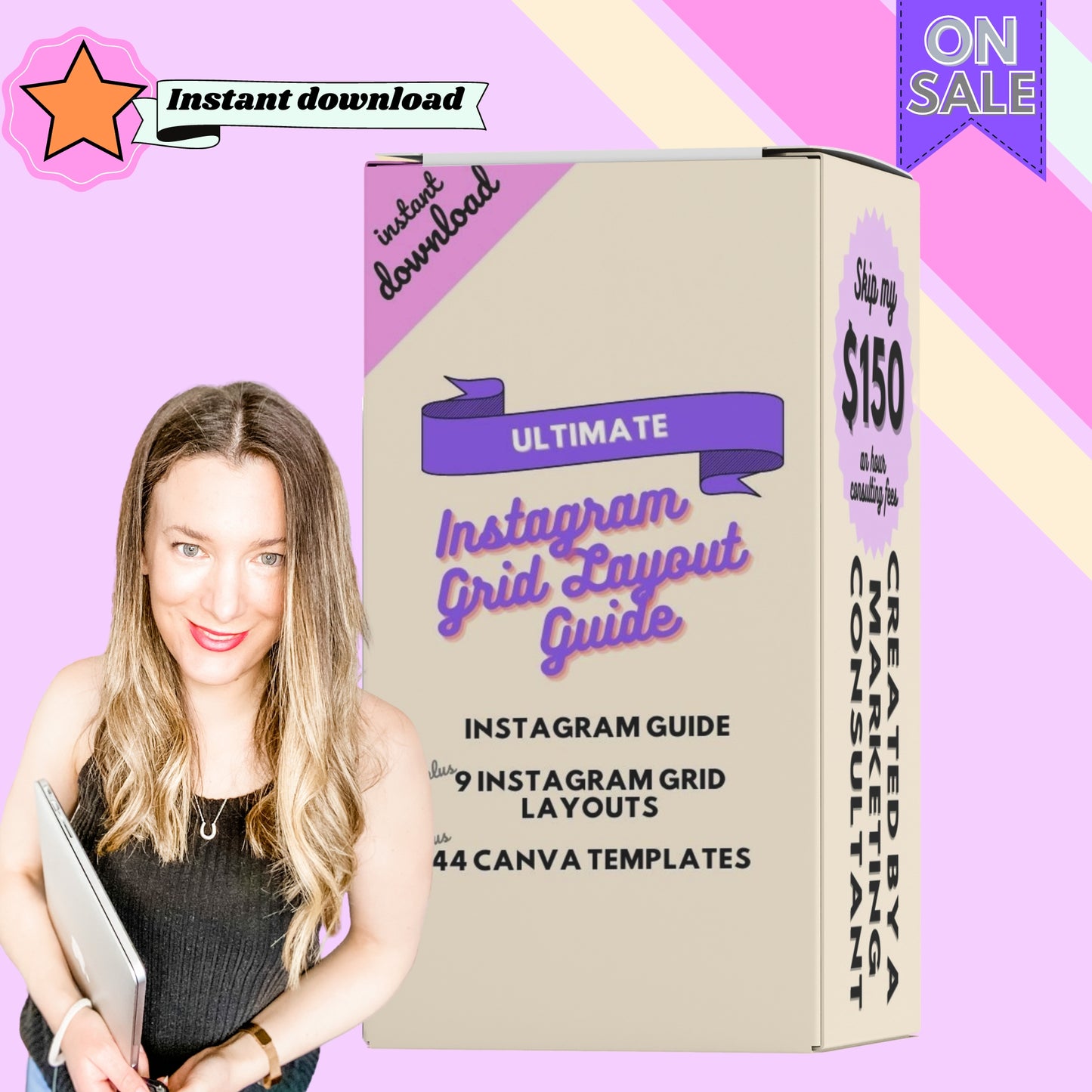 Instagram Grid Layout Guide - Instant download