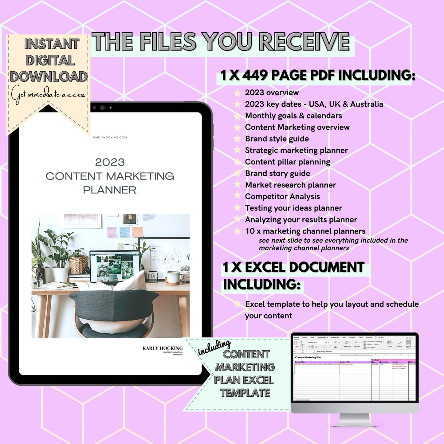2023 Content Marketing Planner - US Letter size - Instant download