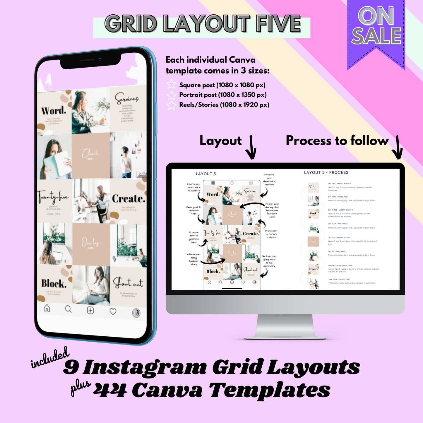 Instagram Grid Layout Guide - Instant download
